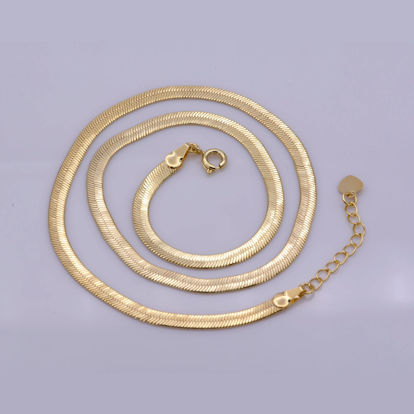 Flat Snake Herringbone 16 Inch Necklace