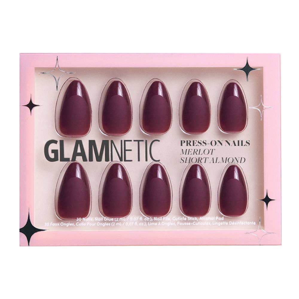 Merlot Press-On Nails| Matte Finish| Gloss French Tip| Short