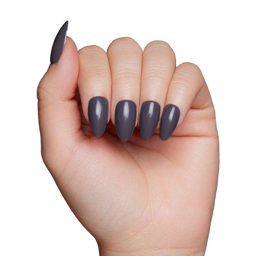 Ash Gray Press-On Nails | Short Almond