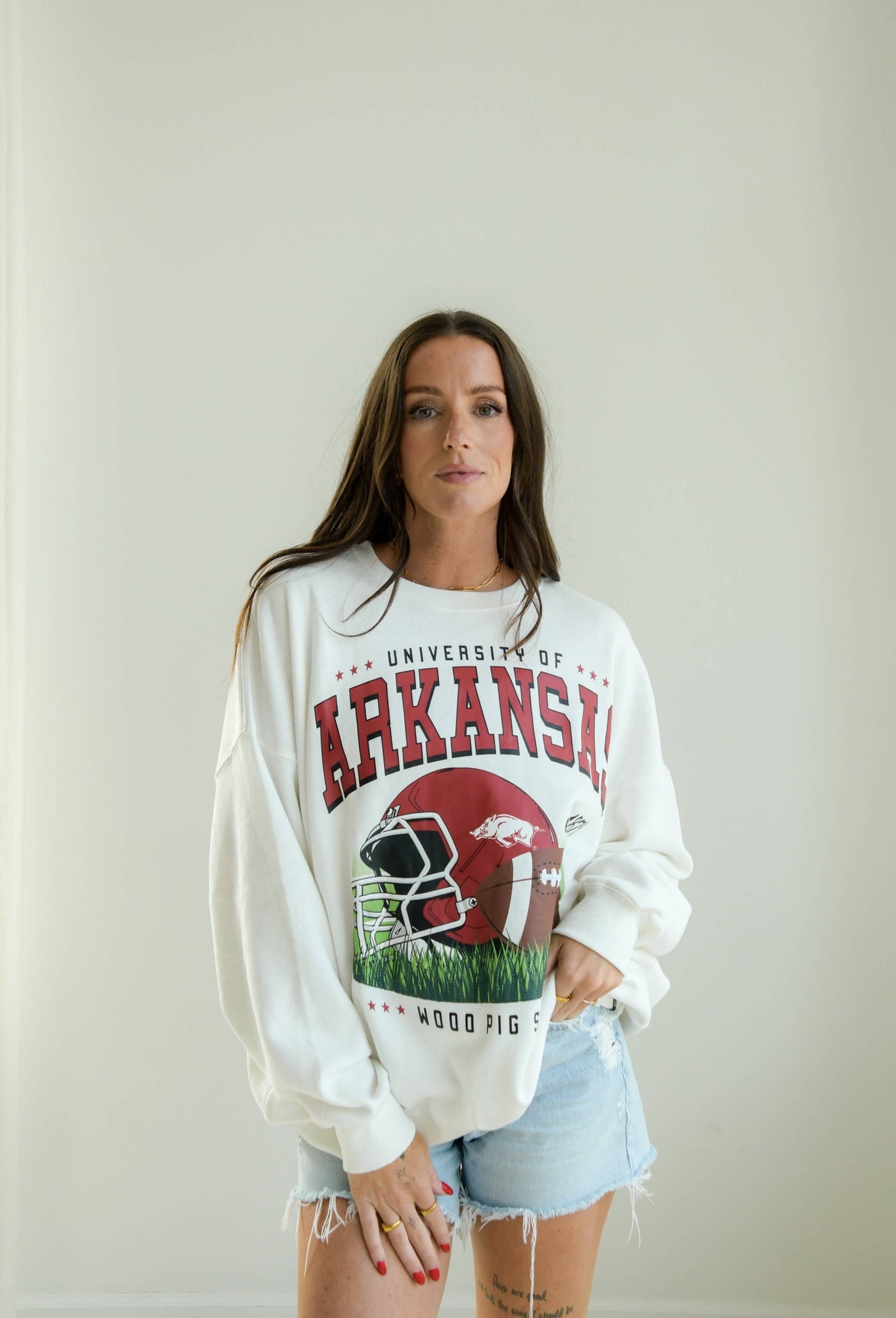 Arkansas Malone Multimedia OS Fleece Crew