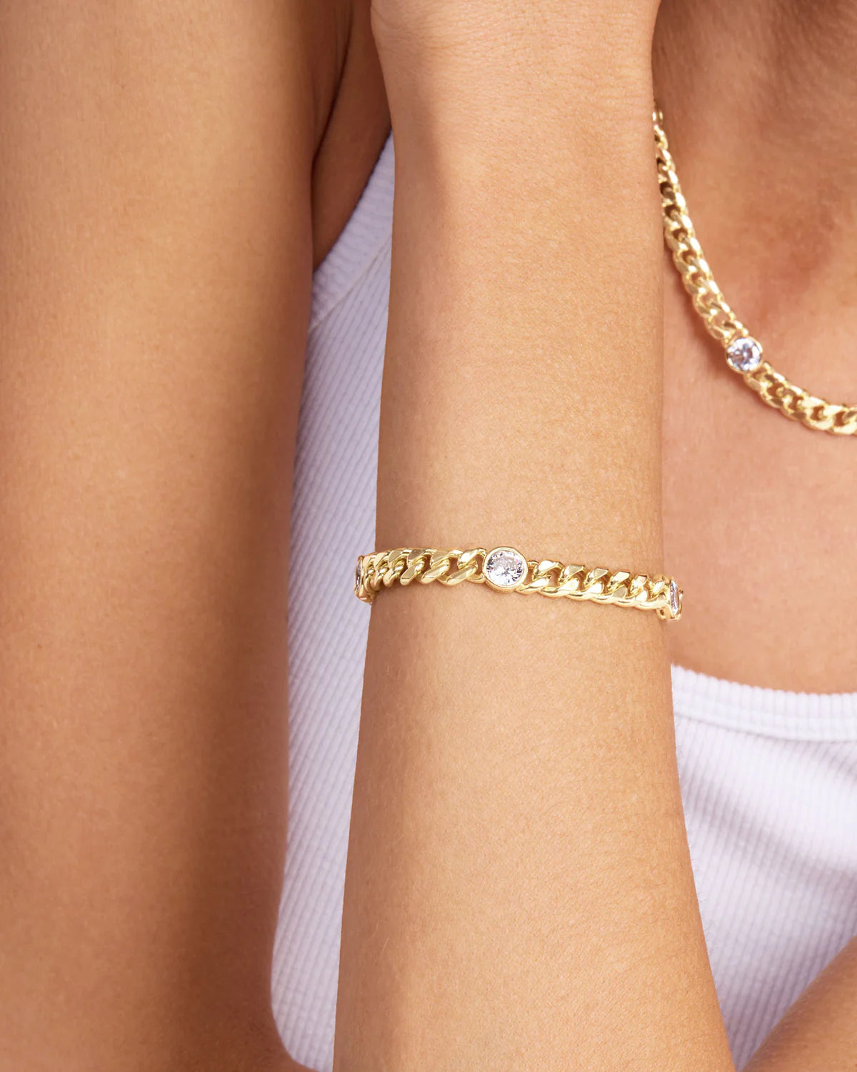 Julian Triple Diamond Cuban Chain Bracelet | Melinda Maria