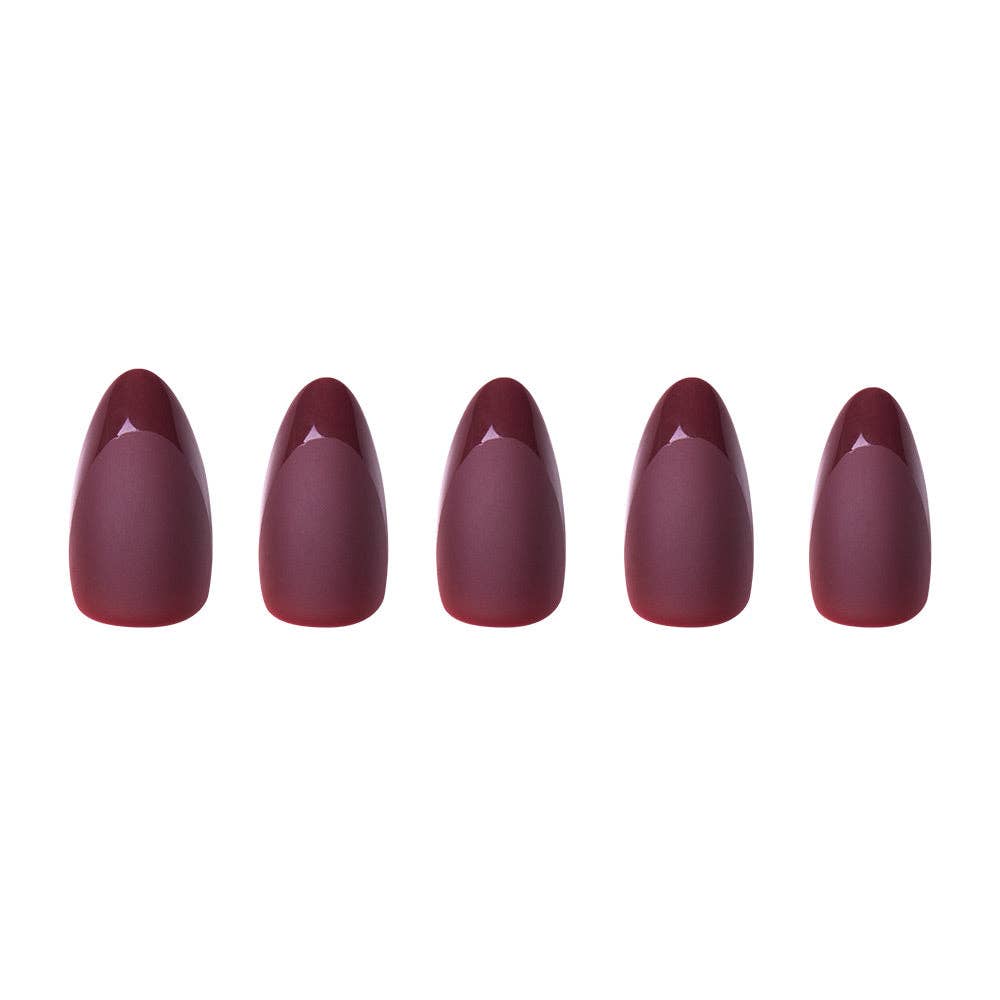 Merlot Press-On Nails| Matte Finish| Gloss French Tip| Short