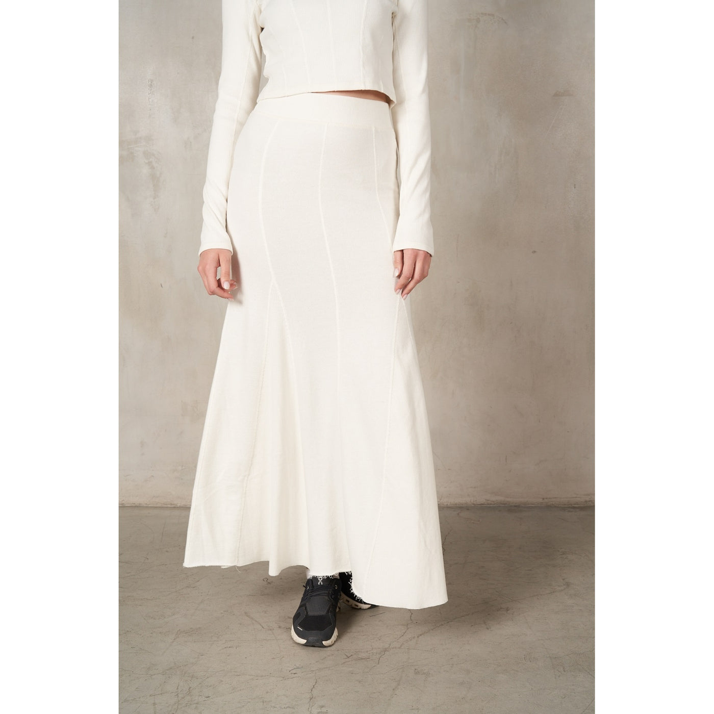 Ivory Rib Maxi Skirt