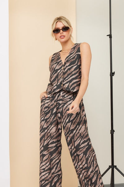 Animal Print Vest and Pants Set