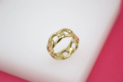 18K Gold Filled Thick Cuban Curb Ring (D9)