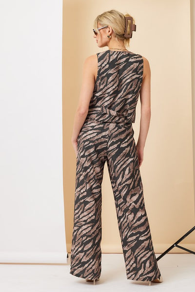 Animal Print Vest and Pants Set