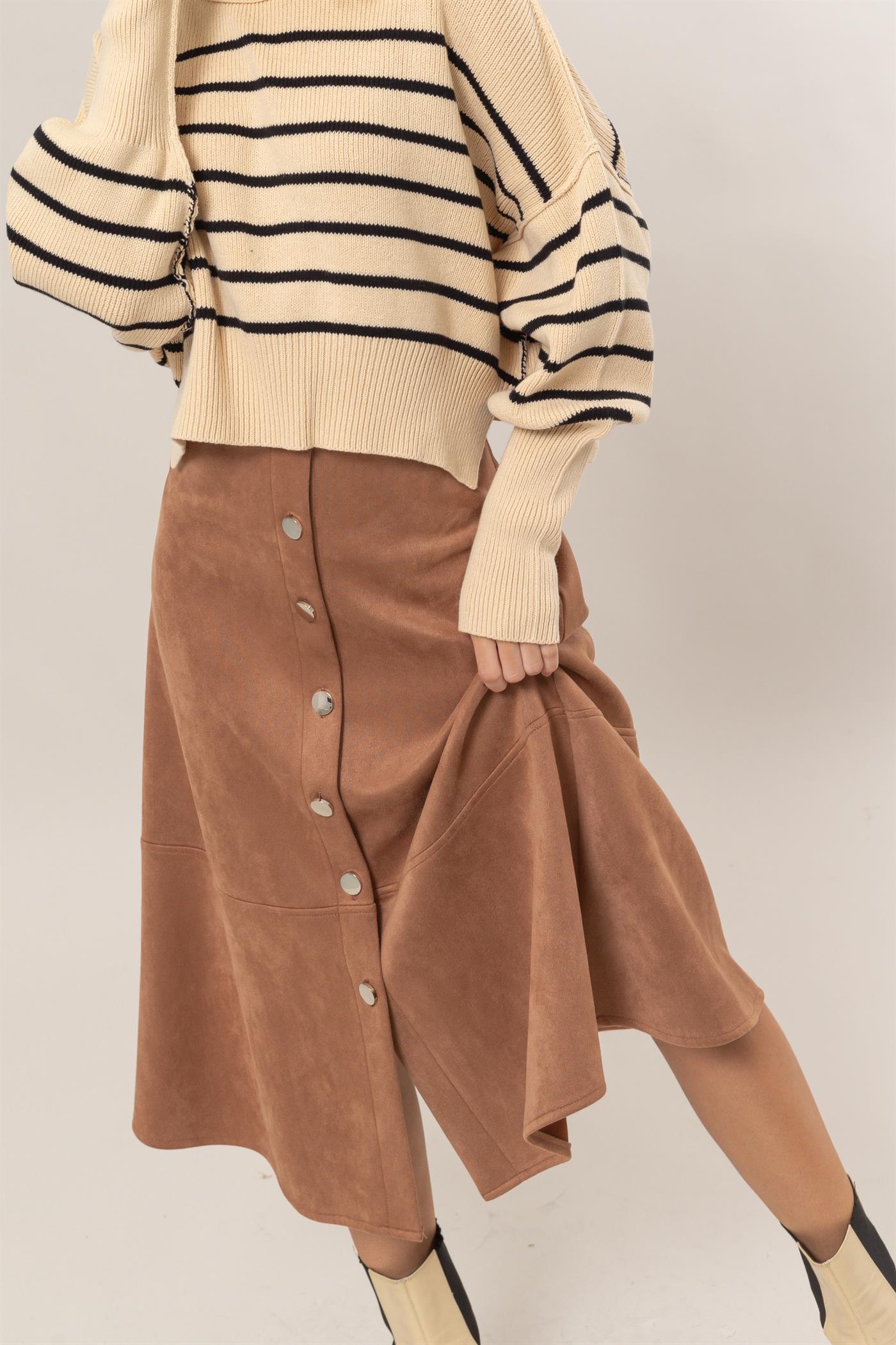 Autumn Days Suede Midi Skirt