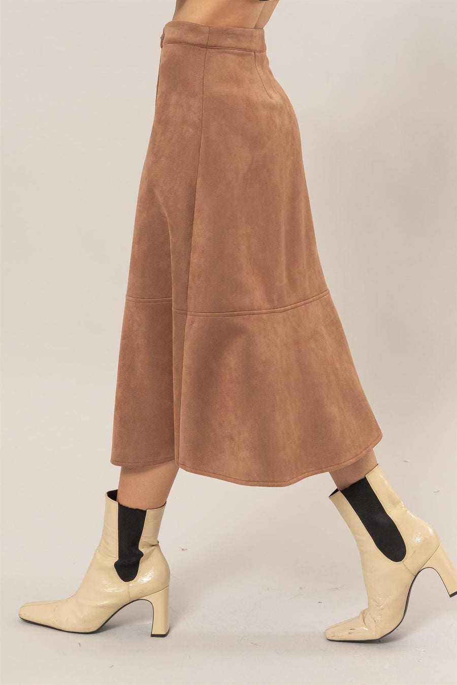 Autumn Days Suede Midi Skirt