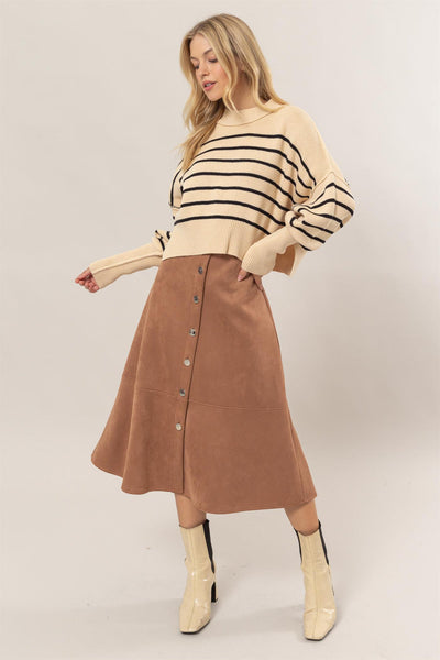 Autumn Days Suede Midi Skirt