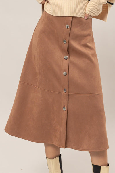 Autumn Days Suede Midi Skirt