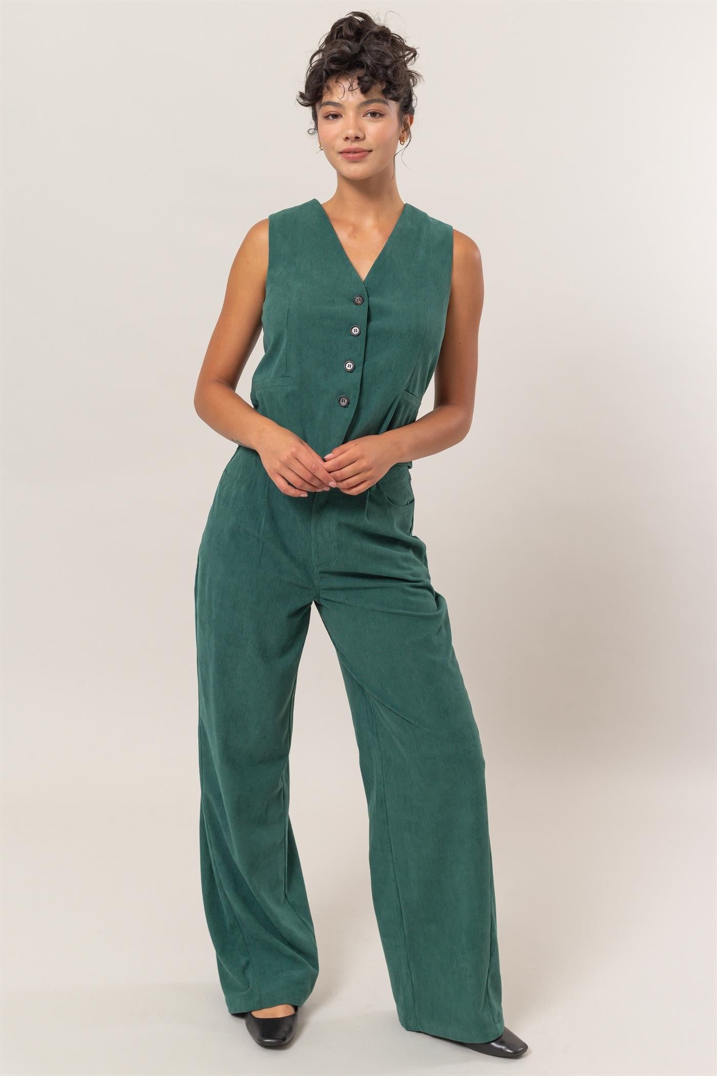 Corduroy Vest And Pants Two-Piece Set