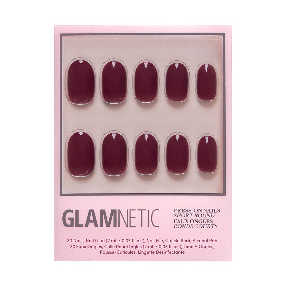 Berry Maroon Press-On Nails | Short Round