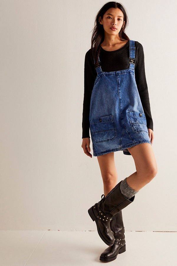 Overall Smock Mini Dress