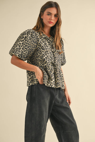 Leopard Print Tie Top