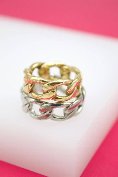 18K Gold Filled Thick Cuban Curb Ring (D9)