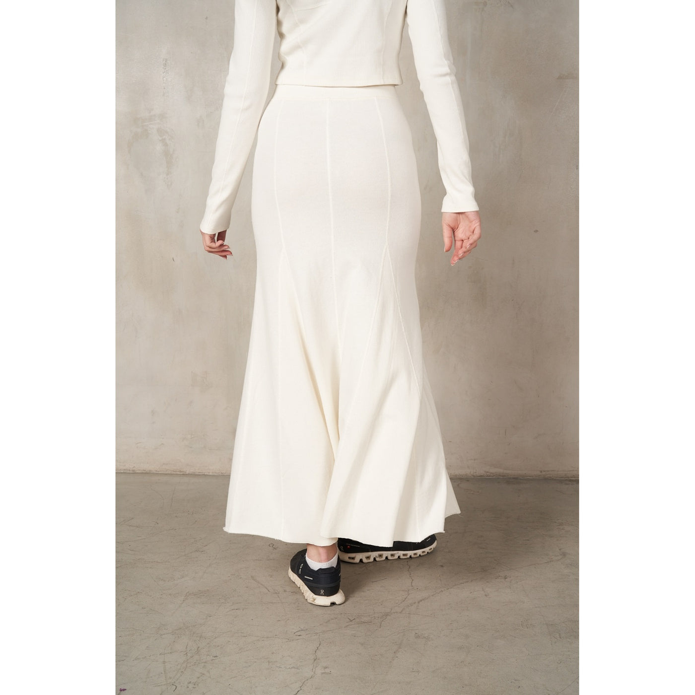 Ivory Rib Maxi Skirt