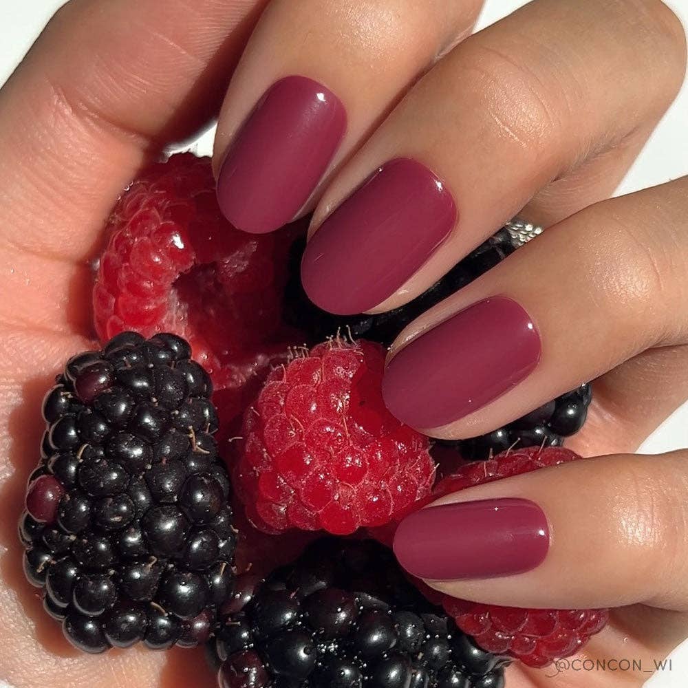 Berry Maroon Press-On Nails | Short Round