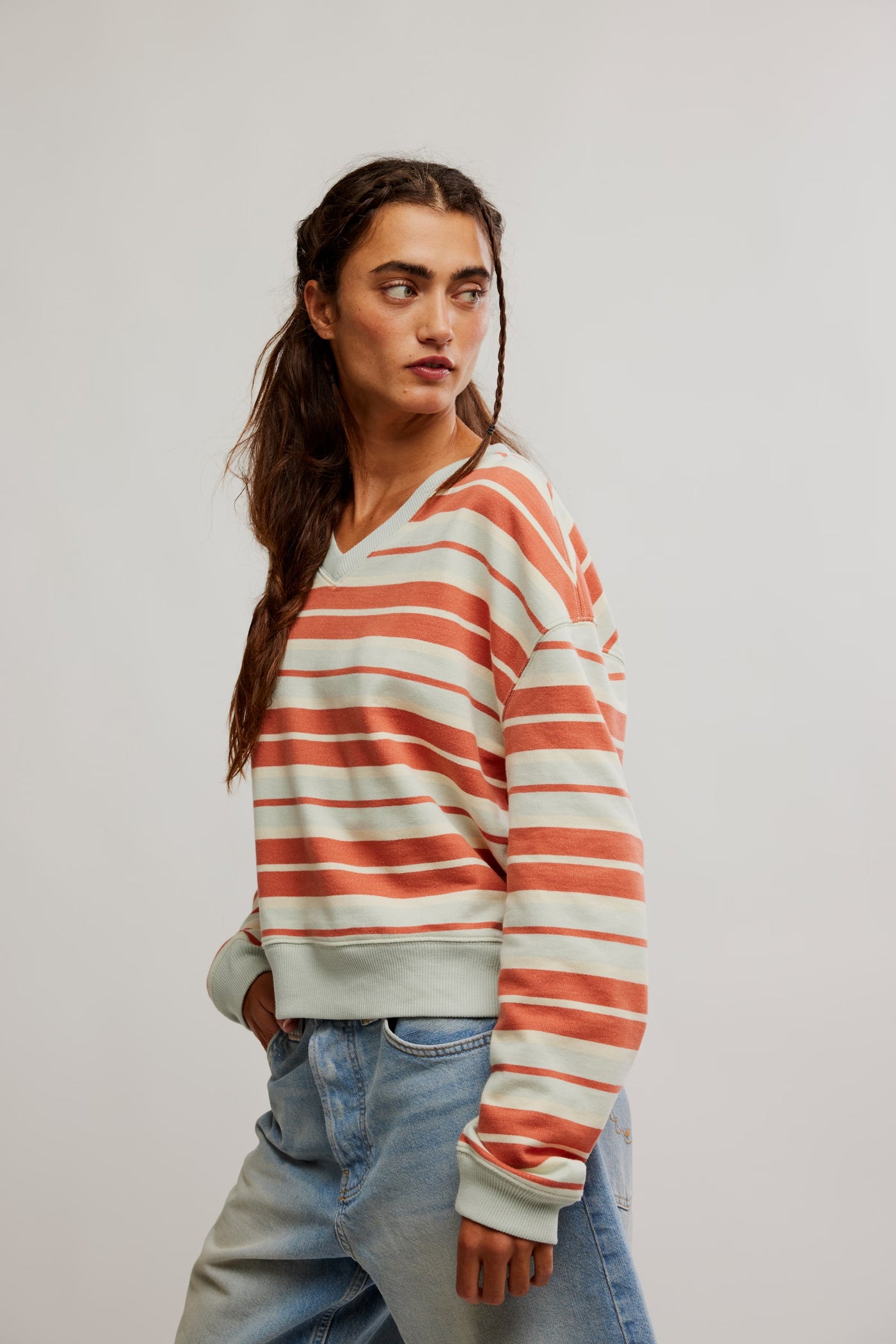 Classic Striped Shrunken Sweatshirt