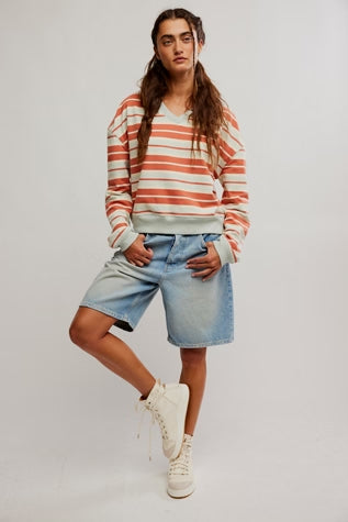 Classic Striped Shrunken Sweatshirt