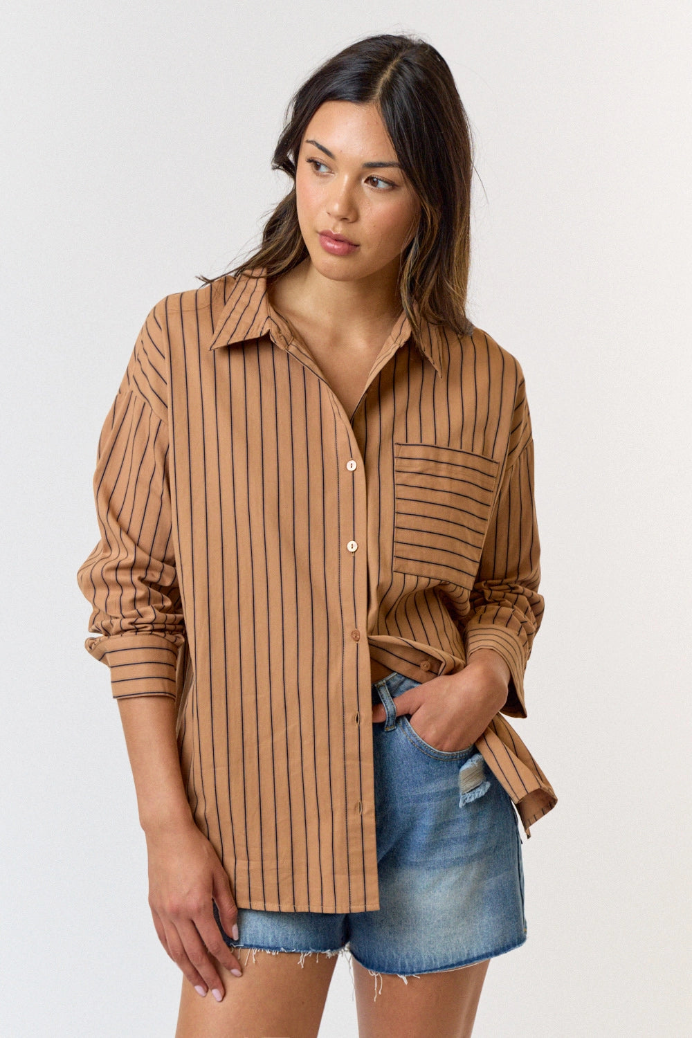 Mocha Button Down